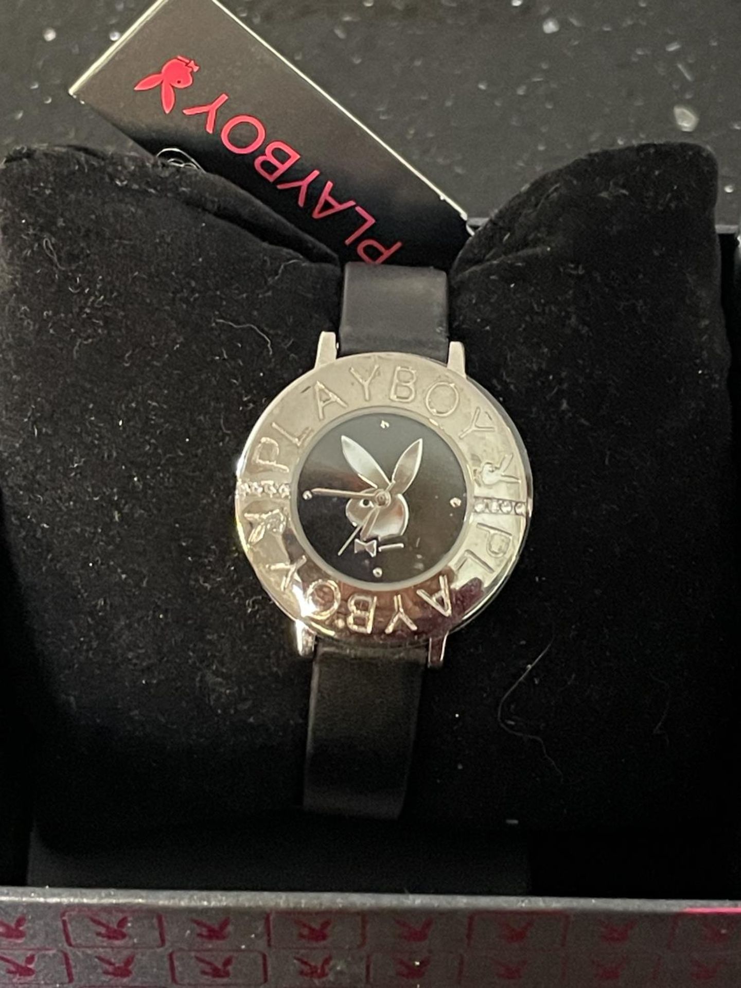 A PLAYBOY WATCH IN A PRESENTATION BOX SEEN WORKING BUT NO WARRANTY