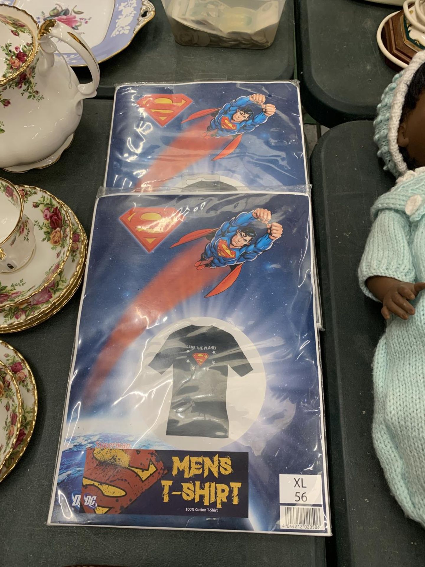TWO SUPERMAN TEESHIRTS SIZE LARGE