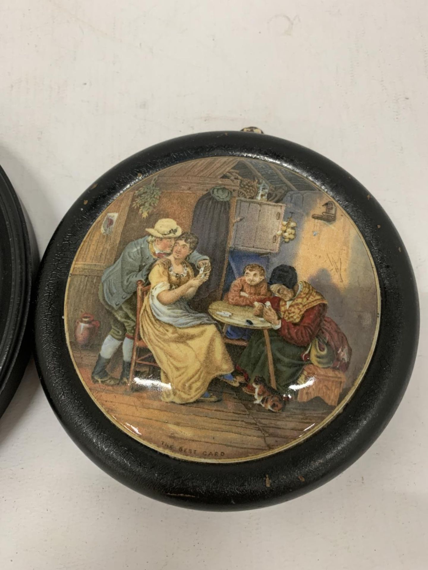 TWO FRAMED PRATTWARE POT LIDS - Image 3 of 3