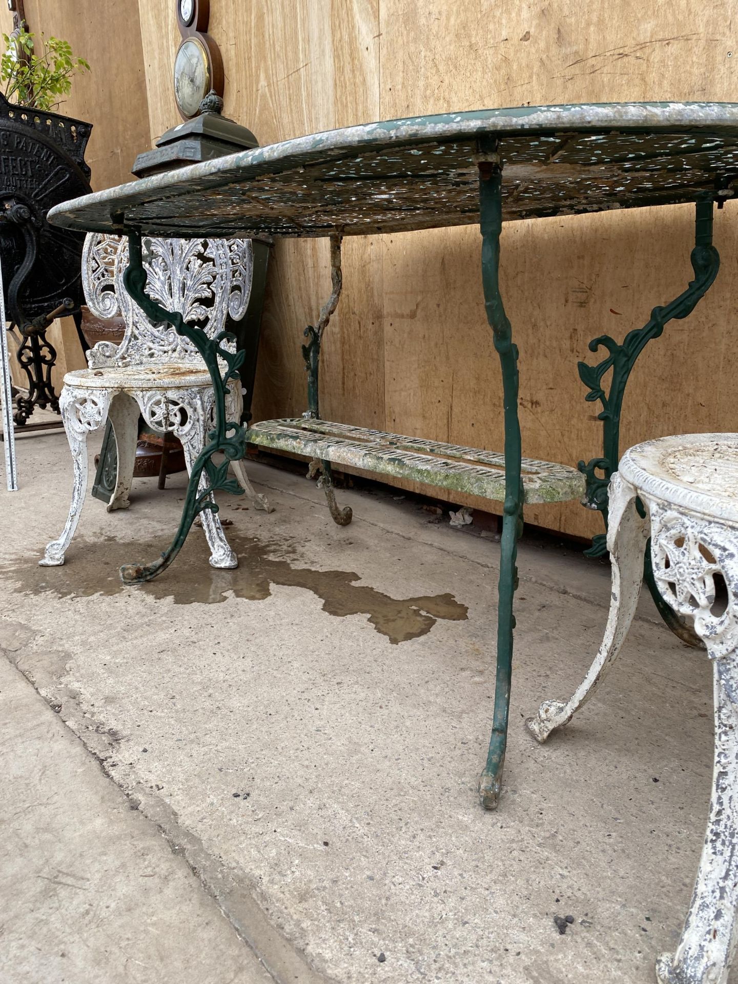 A CAST ALLOY PATIO TABLE AND TWO CAST ALLOY BISTRO CHAIRS - Image 3 of 3