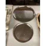 TWO CIRCULAR VINTAGE KESWICK SCHOOL OF ARTS INDUSTRIAL ARTS TRAYS