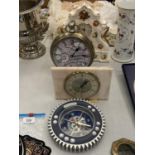 A BATTERY OPERATED CLOCK IN THE FORM OF A POCKET WATCH, WESTCLOX MANTLE CLOCK FAUX MARBLE ,