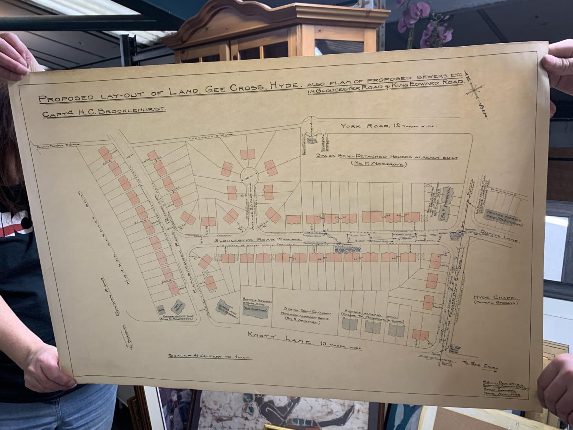 A VINTAGE PLAN BY W.ALLEN DEW FOR THE PROPOSED LAY-OUT OF LAND, GEE CROSS, HYDE, A PLAN OF RALPH