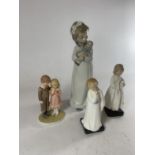 FOUR VARIOUS FIGURES TWO ROYAL DOULTON, A NAO AND A ROYAL OSBOURNE (ONE A/F SEE PHOTOS)
