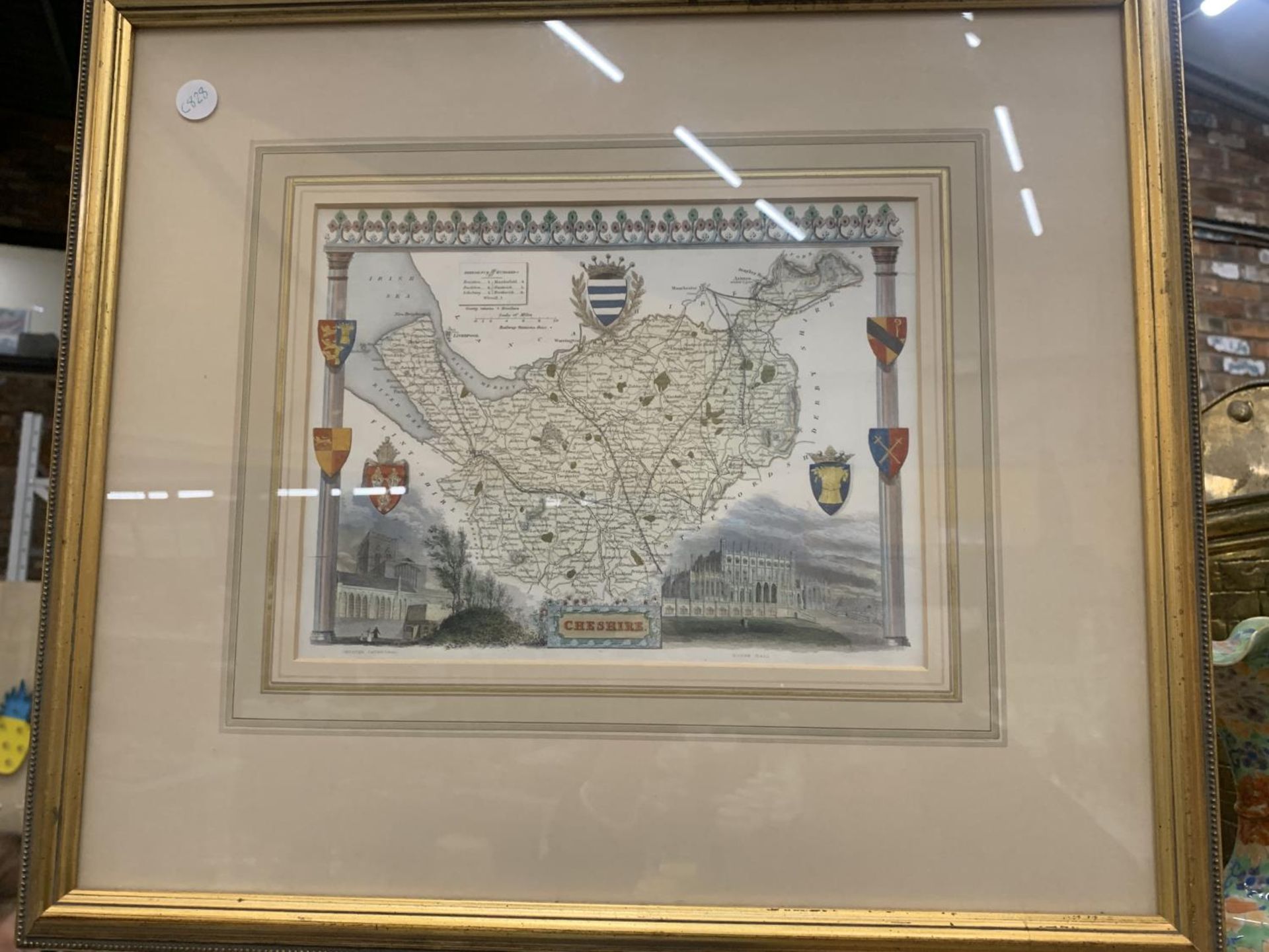 A FRAMED VINTAGE STYLE MAP OF CHESHIRE