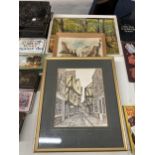 THREE FRAMED PICTURES TO INCLUDE OIL PAINTED OF A FOREST DATED 1969, PEN AND INK OF ST IVES,