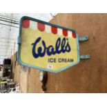 A BELIEVED ORIGINAL DOUBLE SIDED METAL WALLS ICE CREAM SIGN