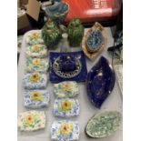 A QUANTITY OF CERAMIC ITEMS TO INCLUDE NINE LIMITED EDITION TRINKET BOXES WITH FLORAL DECORATION,