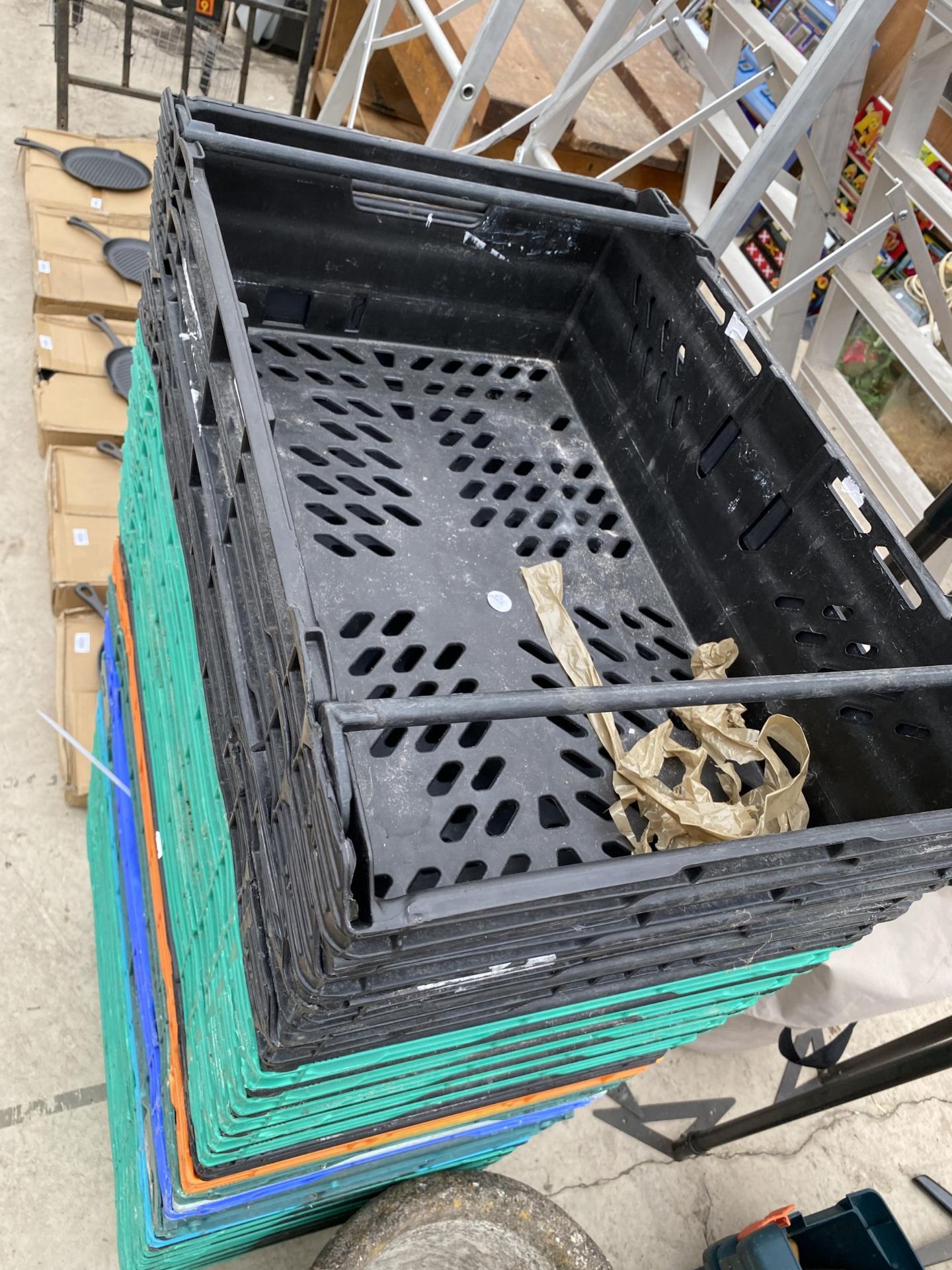 A LARGE QUANTITY OF PLASTIC STACKING CRATES - Image 2 of 2