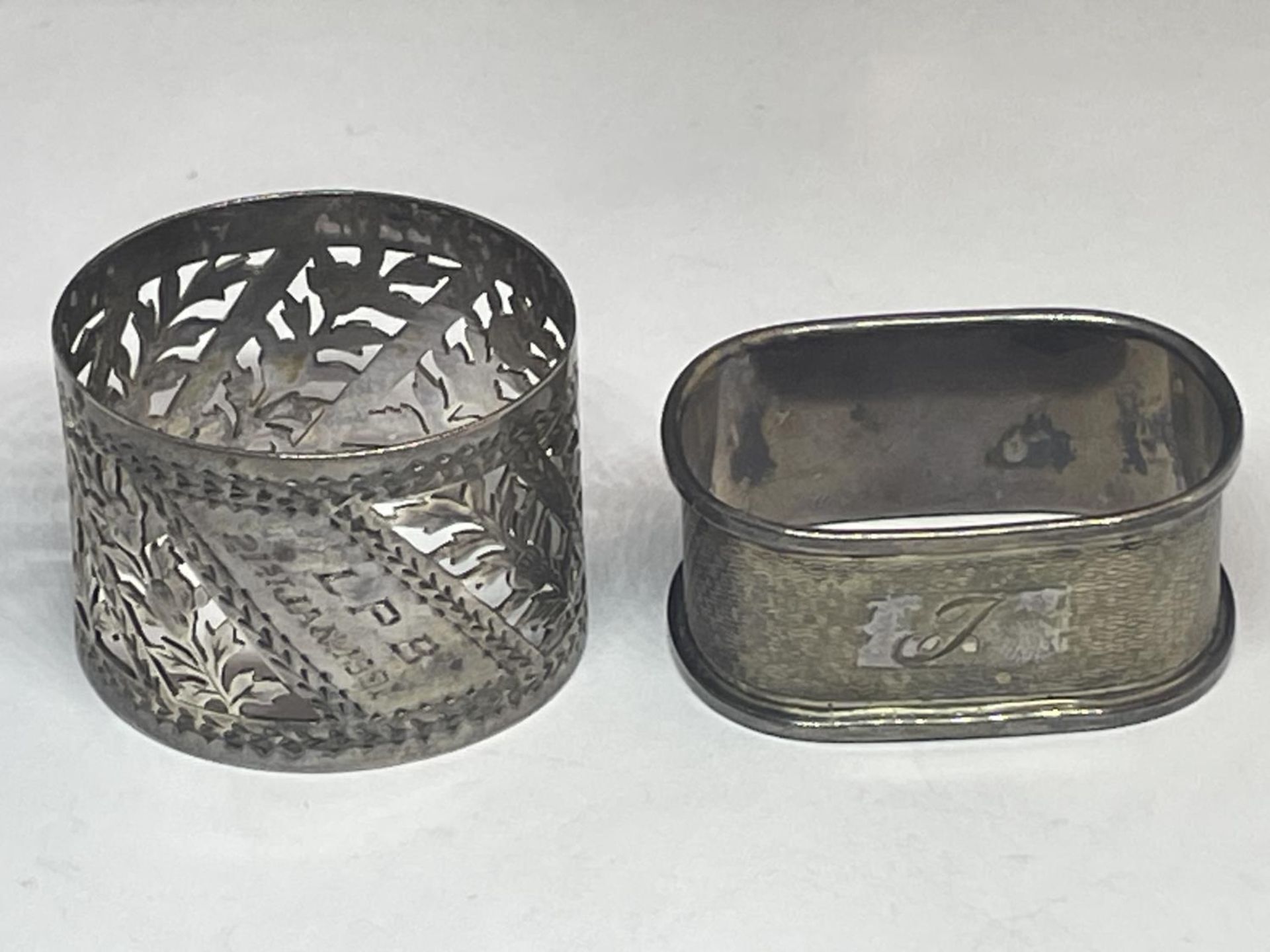 TWO SILVER NAPKIN RINGS ONE HALLMARKED LONDON AND ONE BIRMINGHAM - Image 2 of 4
