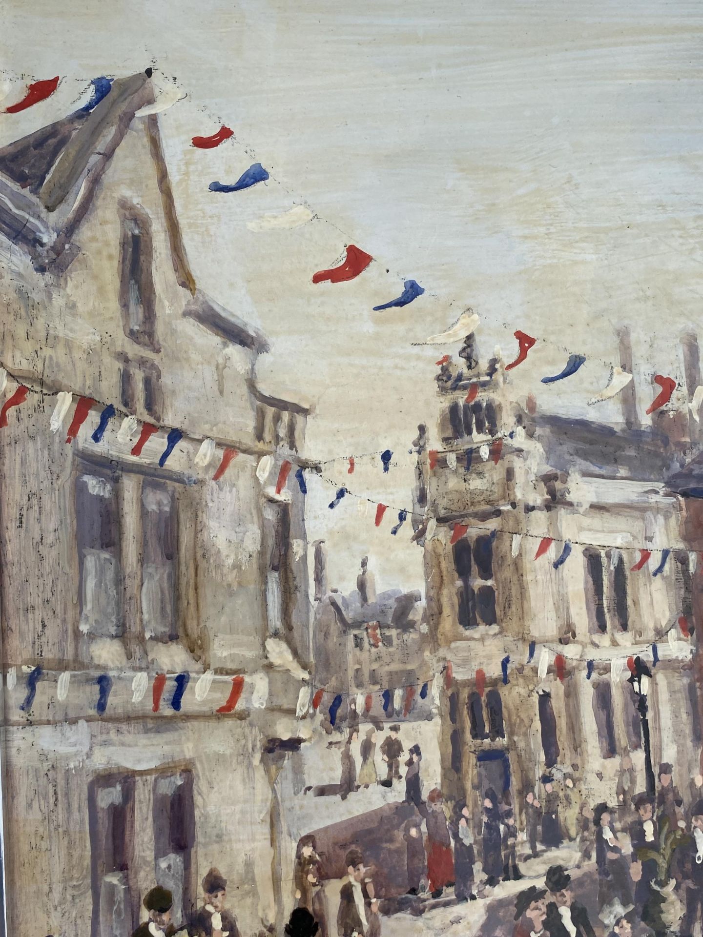 A LARGE MARGARET CHAPMAN (1940-2000) NORTHERN ART FRAMED OIL ON BOARD PAINTING OF A TOWN SCENE - Image 6 of 10