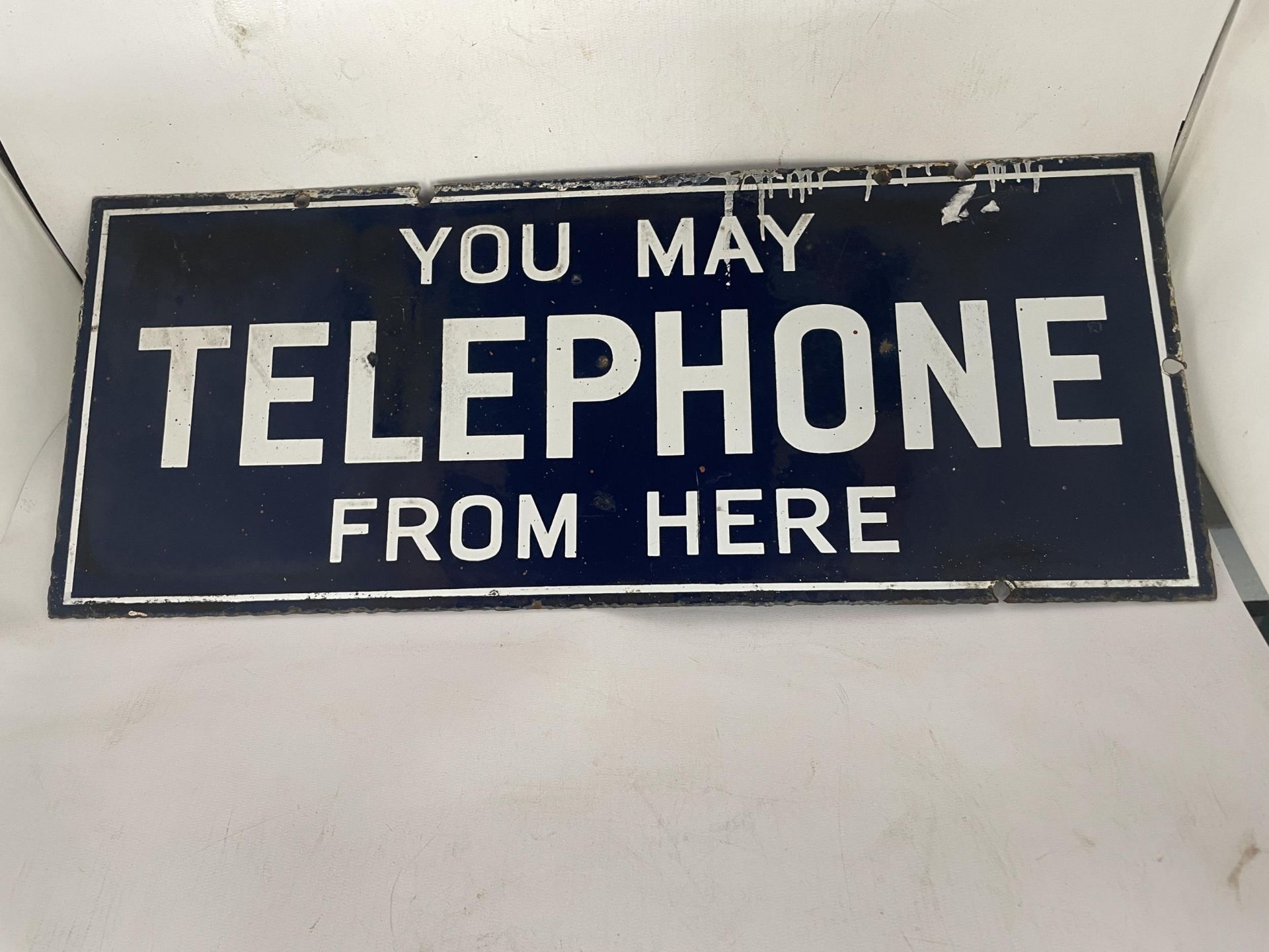 A DOUBLE SIDED ENAMEL TELEPHONE SIGN, 56 X 23CM - Image 2 of 2
