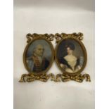 TWO OVAL PORTRAIT PRINTS IN GILT FRAMES