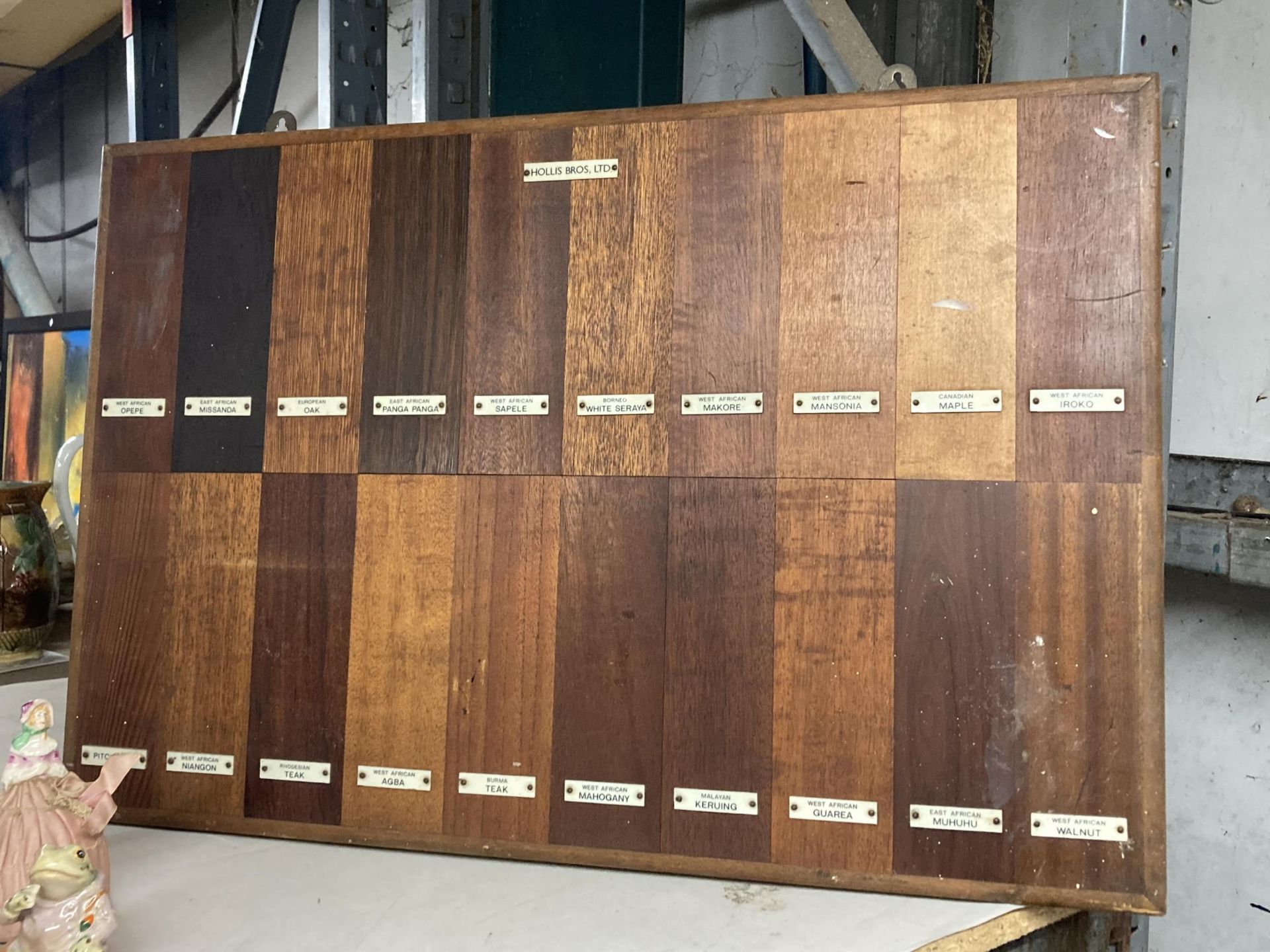 A HOLLIS BROS WOODEN SHOP FLOORING SAMPLE DISPLAY