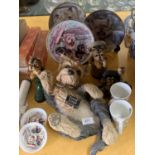 A COLLECTION OF YORKSHIRE TERRIER RELATED ITEMS TO INCLUDE A LARGE FIGURE, CABINET PLATES, MUGS, ETC