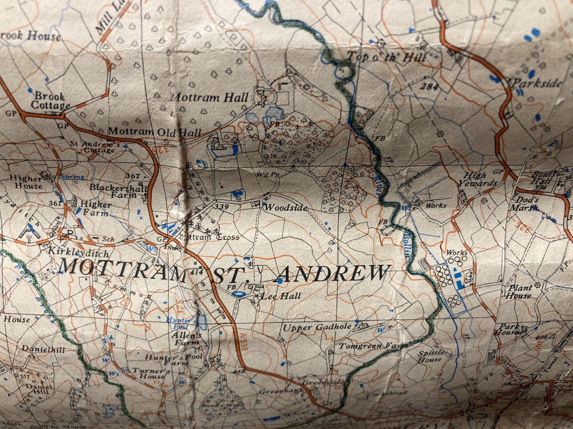 AN OLD ORDNANCE SURVEY MAP COVERING LANCASHIRE, CHESHIRE AND STAFFORDSHIRE APPROX 116 X 100 CM - Image 5 of 5