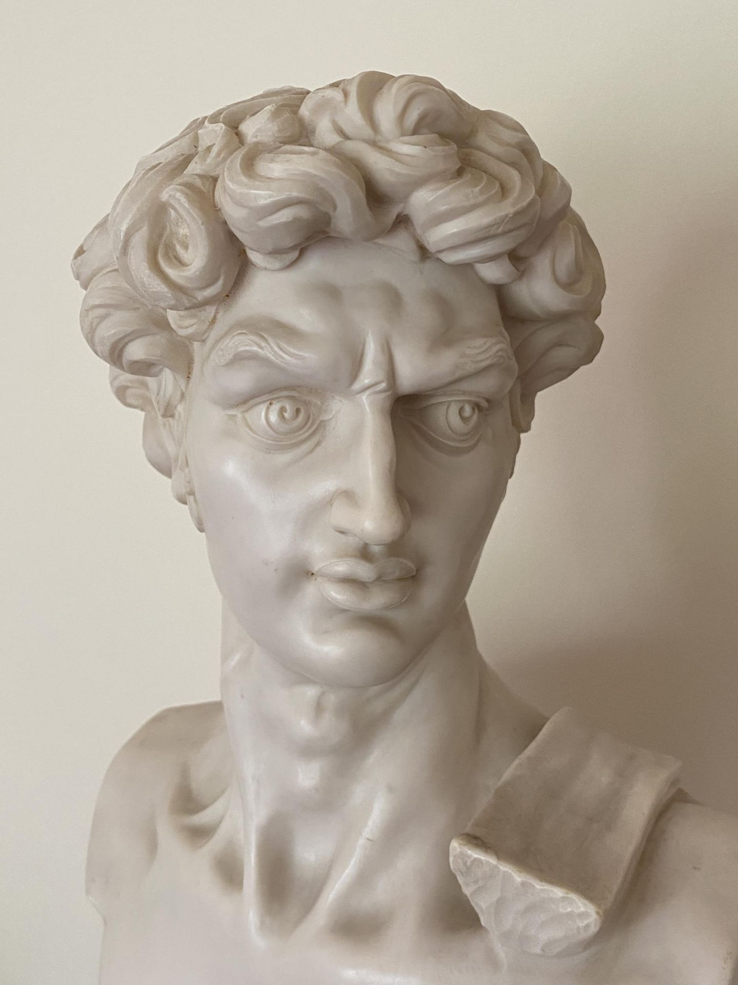 AN ITALIAN MARBLE EFFECT RESIN BUST OF DAVID, HEIGHT 52CM - Image 2 of 6