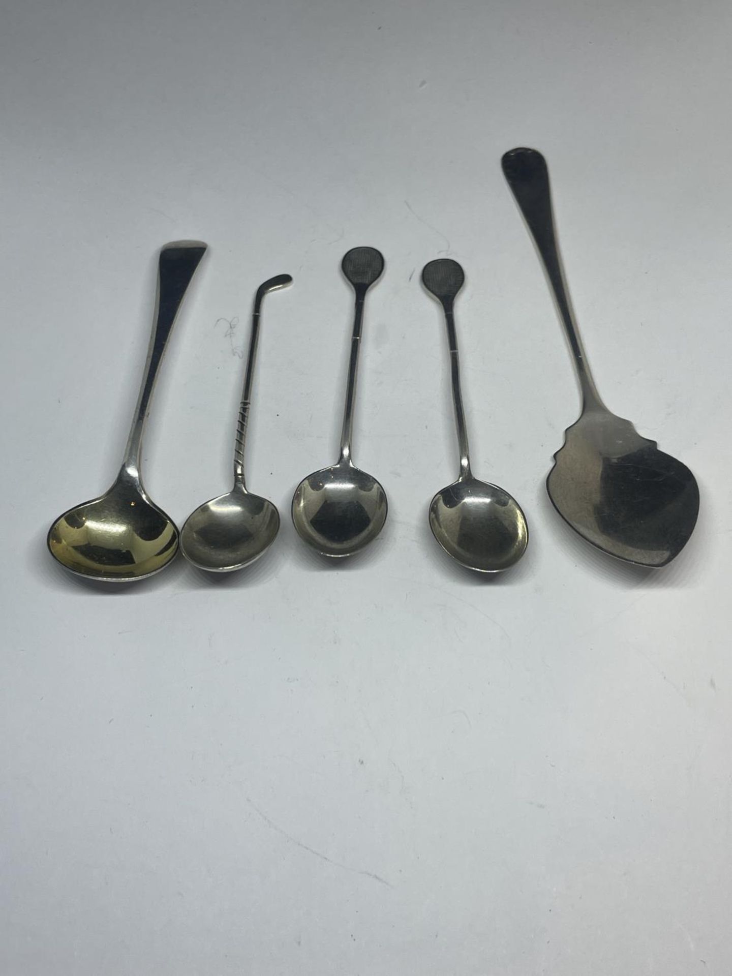 FIVE VARIOUS HALLMARKED TO INCLUDE SPORTS THEMED SILVER SPOONS