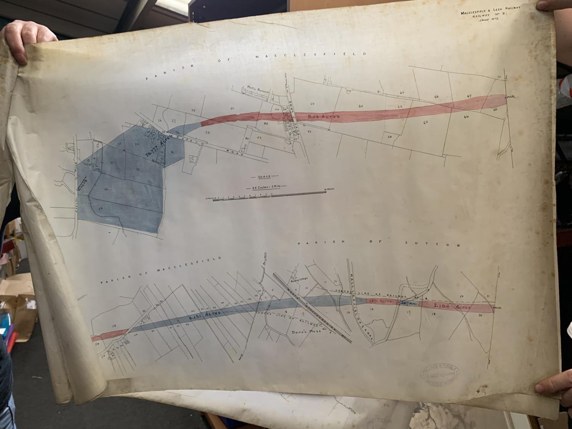 FOUR VINTAGE MAPS OF THE MACCLESFIELD AND LEEK RAILWAY TO INCLUDE THE PARISHES OF PRESTBURY, - Image 2 of 4