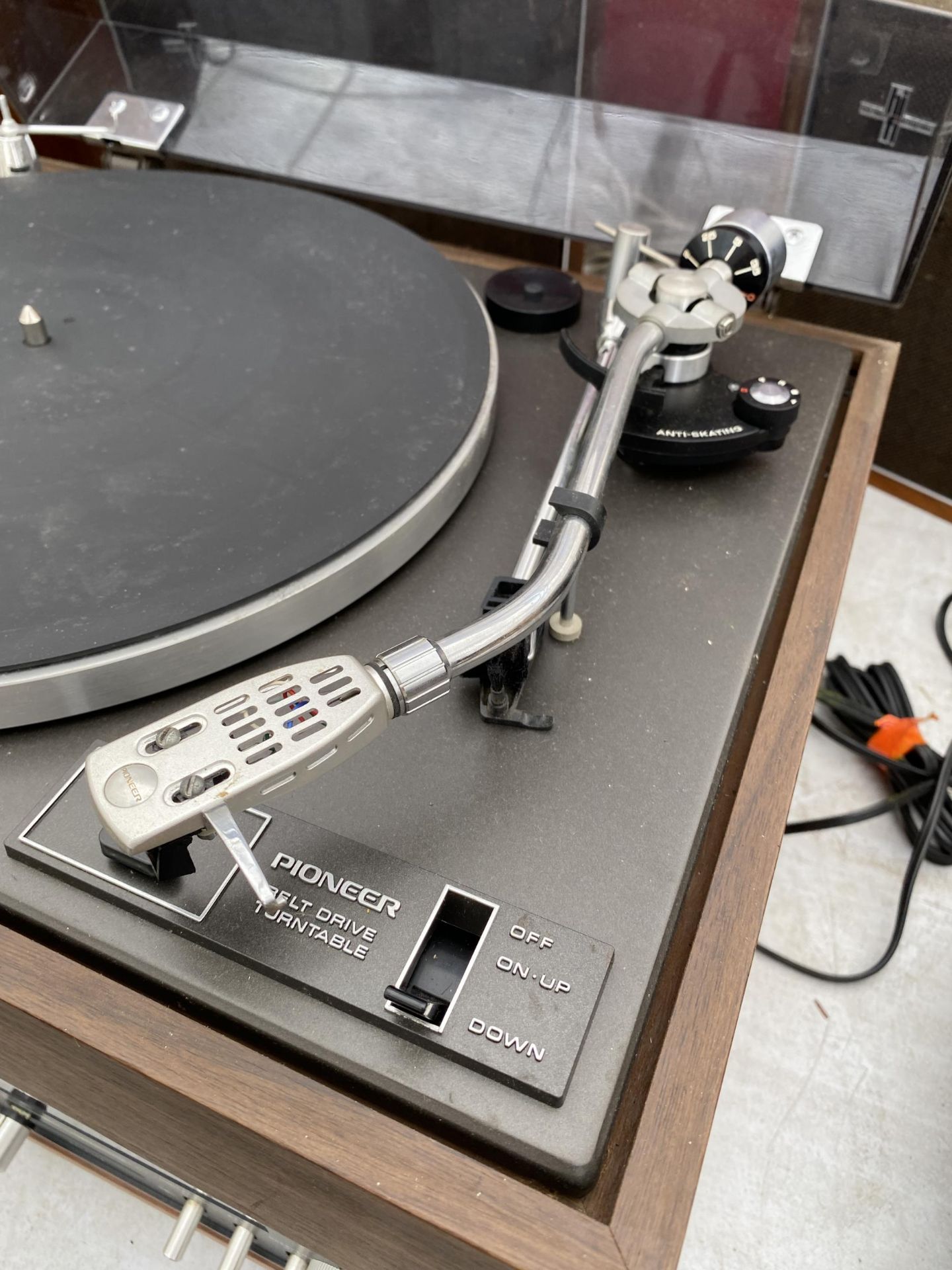 A PIONEER TURNTABLE, AN ALPHA MULTIPLEX STEREO RECIEVER AND A PAIR OF WOODEN CASED HI FIDELITY - Image 5 of 5