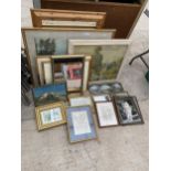 A LARGE ASSORTMENT OF FRAMED PRINTS AND PICTURES