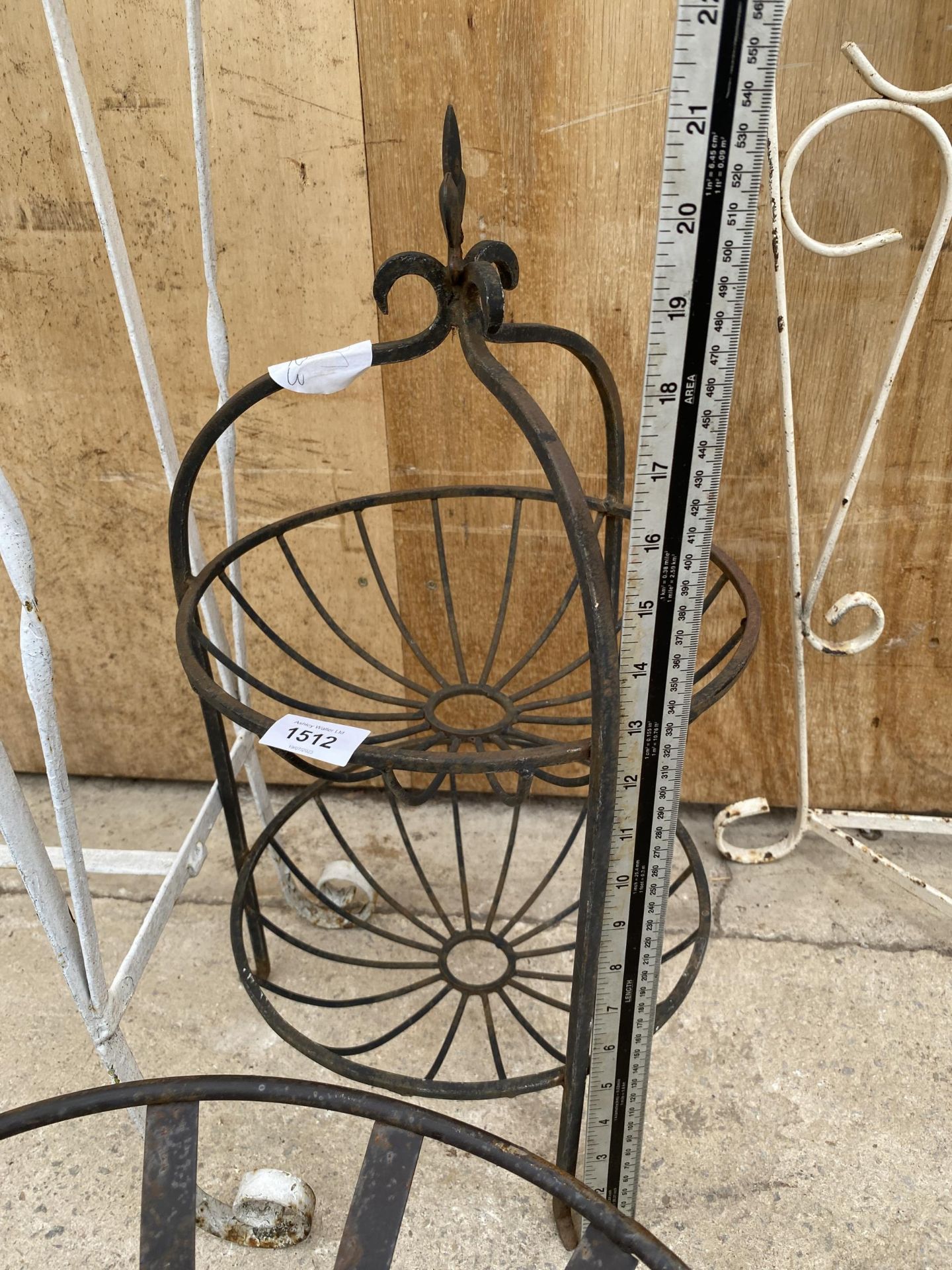 TWO DECORATIVE METAL PLANT STANDS - Image 2 of 3