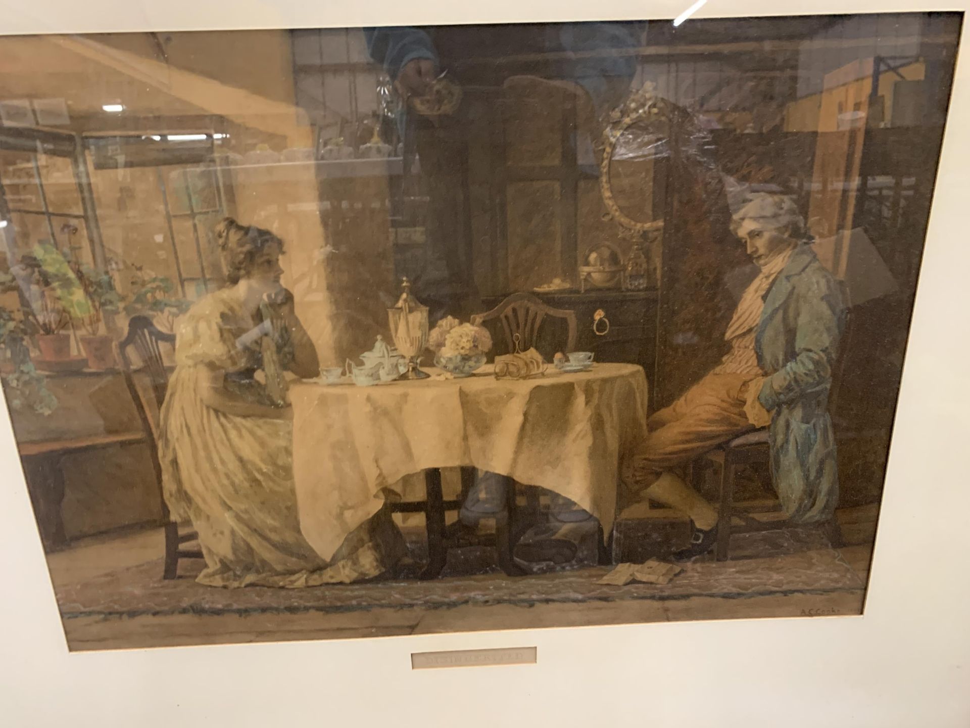 A VERY LARGE VINTAGE PRINT 'DISINHERITED' IN A WOOD AND GILT FRAME, 115CM X 96CM - Image 2 of 3