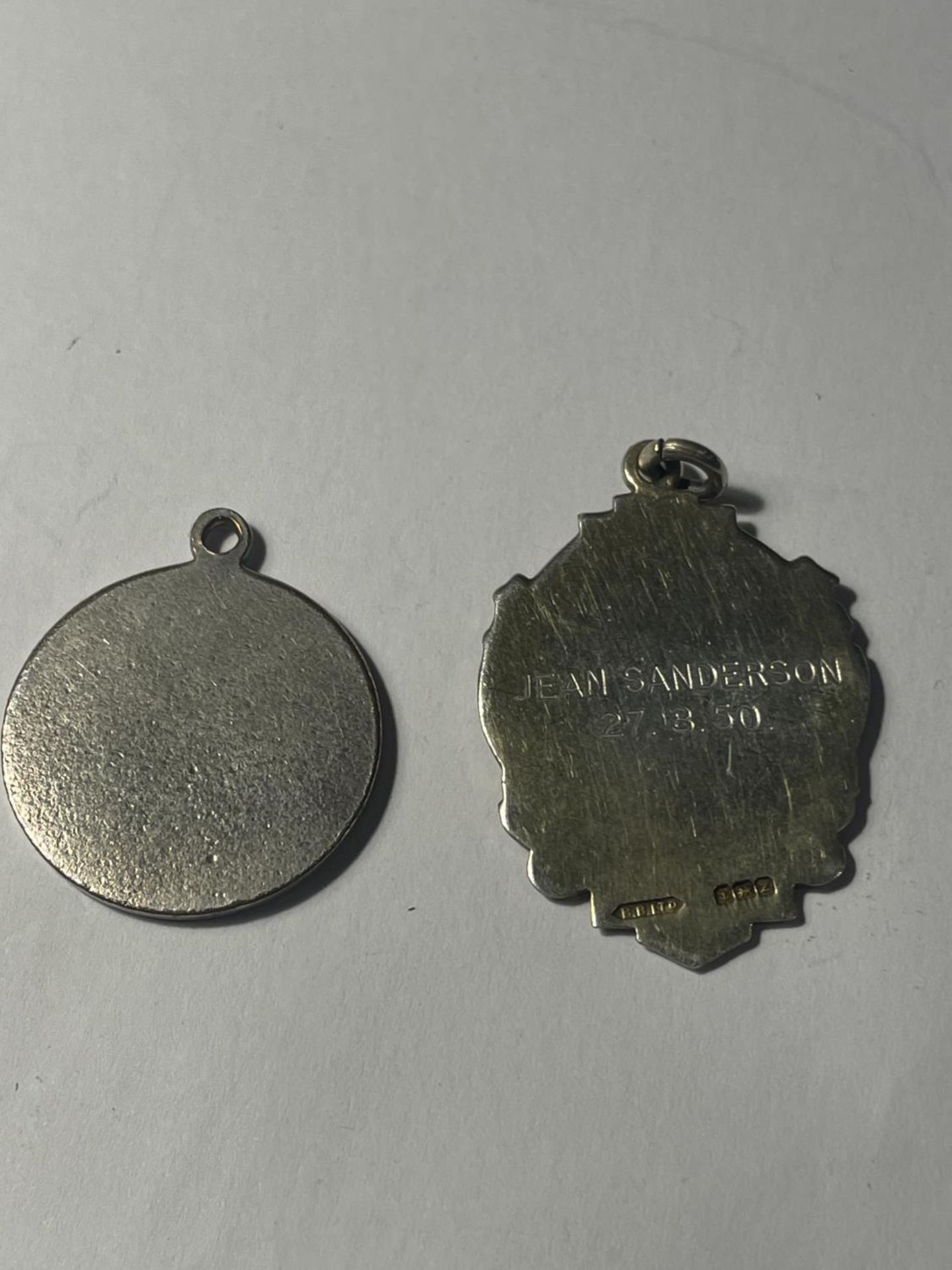 TWO SILVER WATCH CHAIN FOBS ONE HALLAMRKED BIRMINGHAM - Image 2 of 3