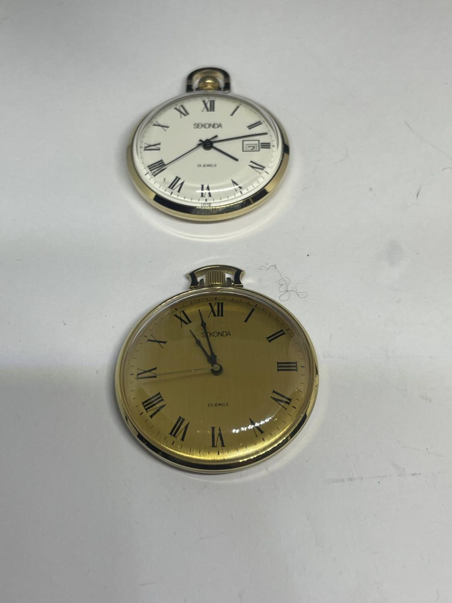 FOUR VARIOUS POCKET AND PENDANT WATCHES TWO SEKONDA SEEN WORKING BUT NO WARRANTY - Image 2 of 5
