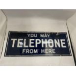 A DOUBLE SIDED ENAMEL TELEPHONE SIGN, 56 X 23CM