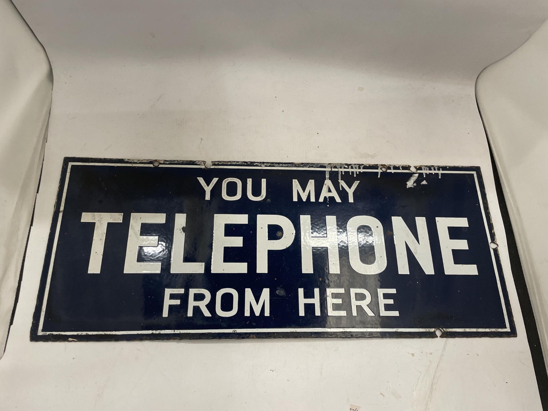 A DOUBLE SIDED ENAMEL TELEPHONE SIGN, 56 X 23CM
