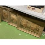 A GROUP OF THREE VINTAGE GILT FRAMED HUNTING PRINTS