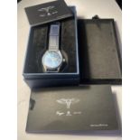 AN AS NEW AND BOXED MILITARY WRIST WATCH SEEN WORKING BUT NO WARRANTY