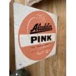 A BELIEVED ORIGINAL DOUBLE SIDED METAL 'ALADDIN PINK' PARAFIN SIGN