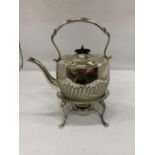 A SILVER PLATED SPIRIT KETTLE AND BURNER