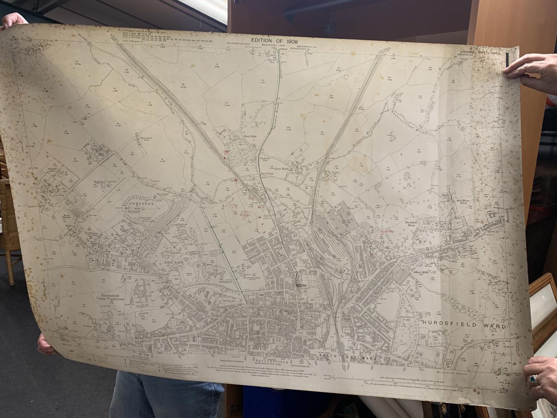 AN ANTIQUARAIN ORDNANCE SURVEY 1921 MAP OF HORWICH END, A 1910 EDITION OF STRETFORD DIVISON, - Image 5 of 10