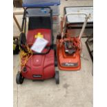 A MOUNTFIELD ELECTRIC SCARIFIER AND AN ELECTRIC FLYMO LAWN MOWER