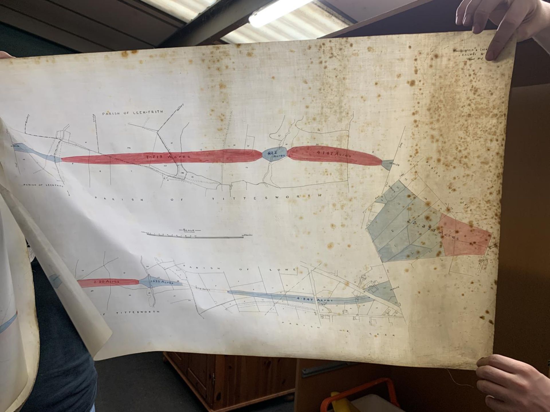 FIVE VINTAGE MAPS OF MACCLESFIELD AND LEEK RAILWAY TO INCLUDE THE PARISHES OF BOSLEY, WINCLE, - Image 5 of 5