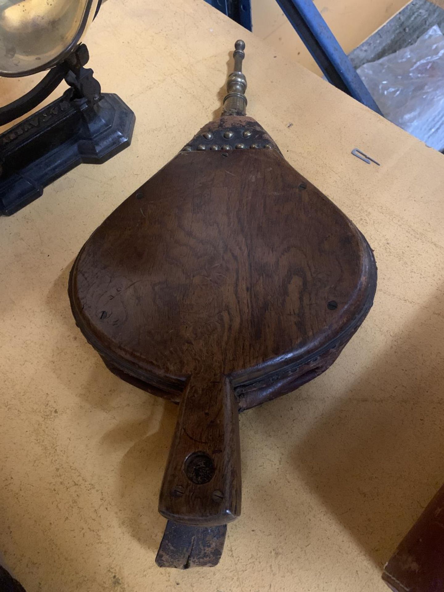 A PAIR OF VINTAGE WOODEN BELLOWS