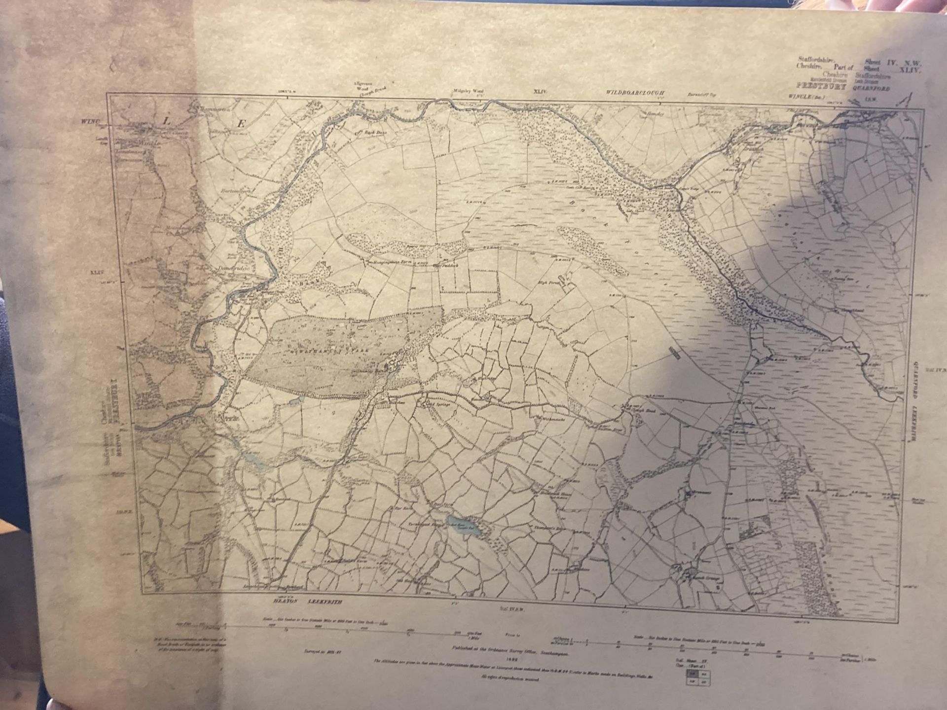 A SECOND EDITION ORDNANCE SURVEY MAP OF STAFFORDSHIRE 1899 TOGETHER WITH TWO SMALLER LEEK DIVISION