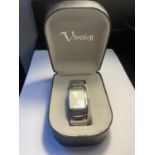 A VIVALDI WRIST WATCH IN A PRESENTATION BOX SEEN WORKING BUT NO WARRANTY