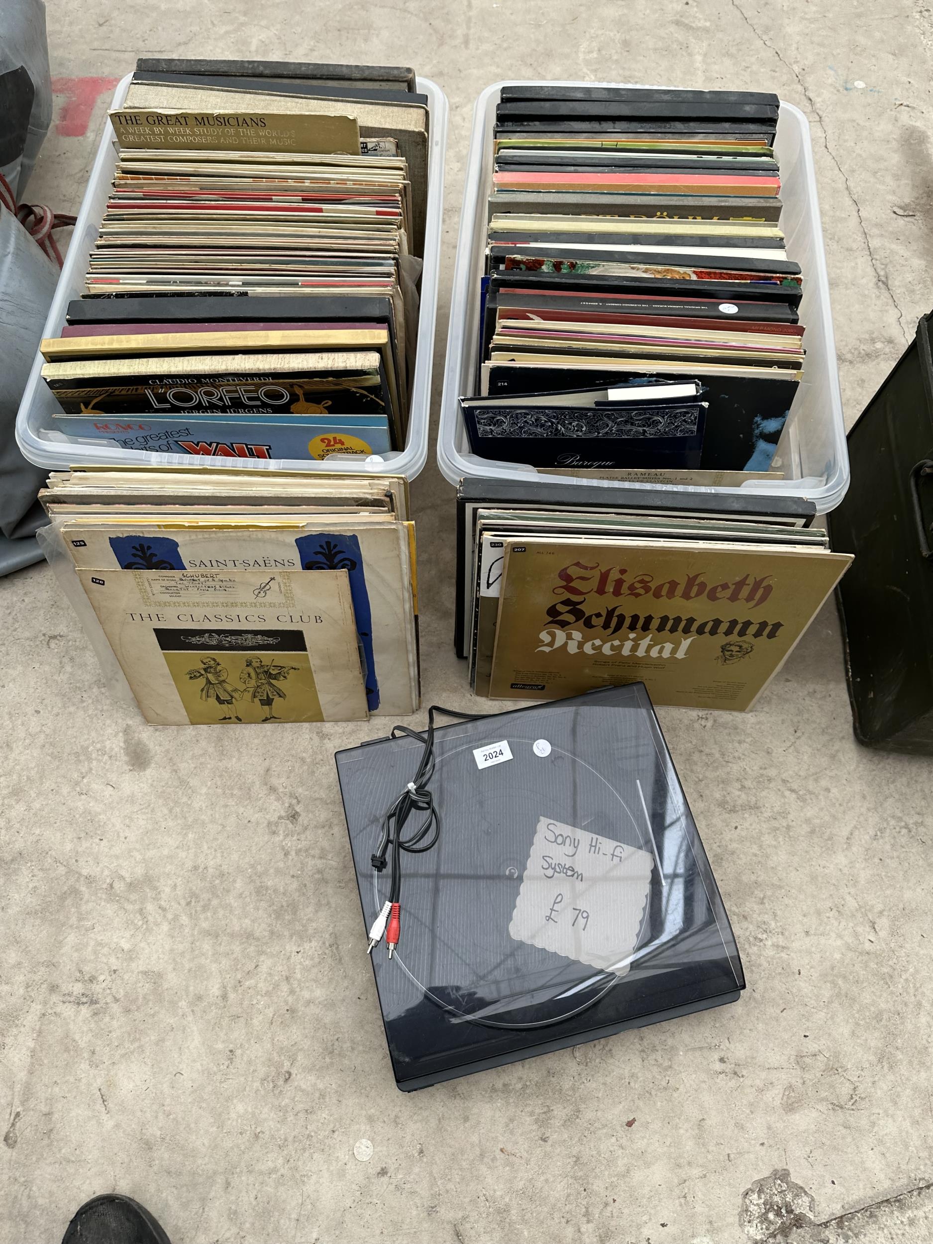 AN ASSORTMENT OF LP RECORDS AND A RECORD PLAYER