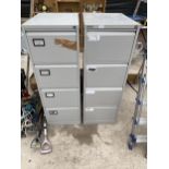 TWO FOUR DRAWER METAL FILING CABINETS TO INCLUDE A BISLEY