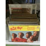 A BOX OF VINTAGE LP RECORDS, THE BEACH BOYS , DON MCLCEAN ETC