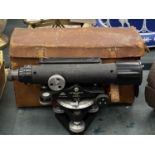 A THEODOLITE BY E.R. WATTS & SON IN LEATHER CASE - SERIAL NUMBER 48183