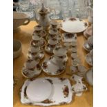 A ROYAL ALBERT 'OLD COUNTRY ROSES' COFFEE SET TO INCLUDE A COFFEE POT, CREAM JUG, SUGAR BOWL, CAKE