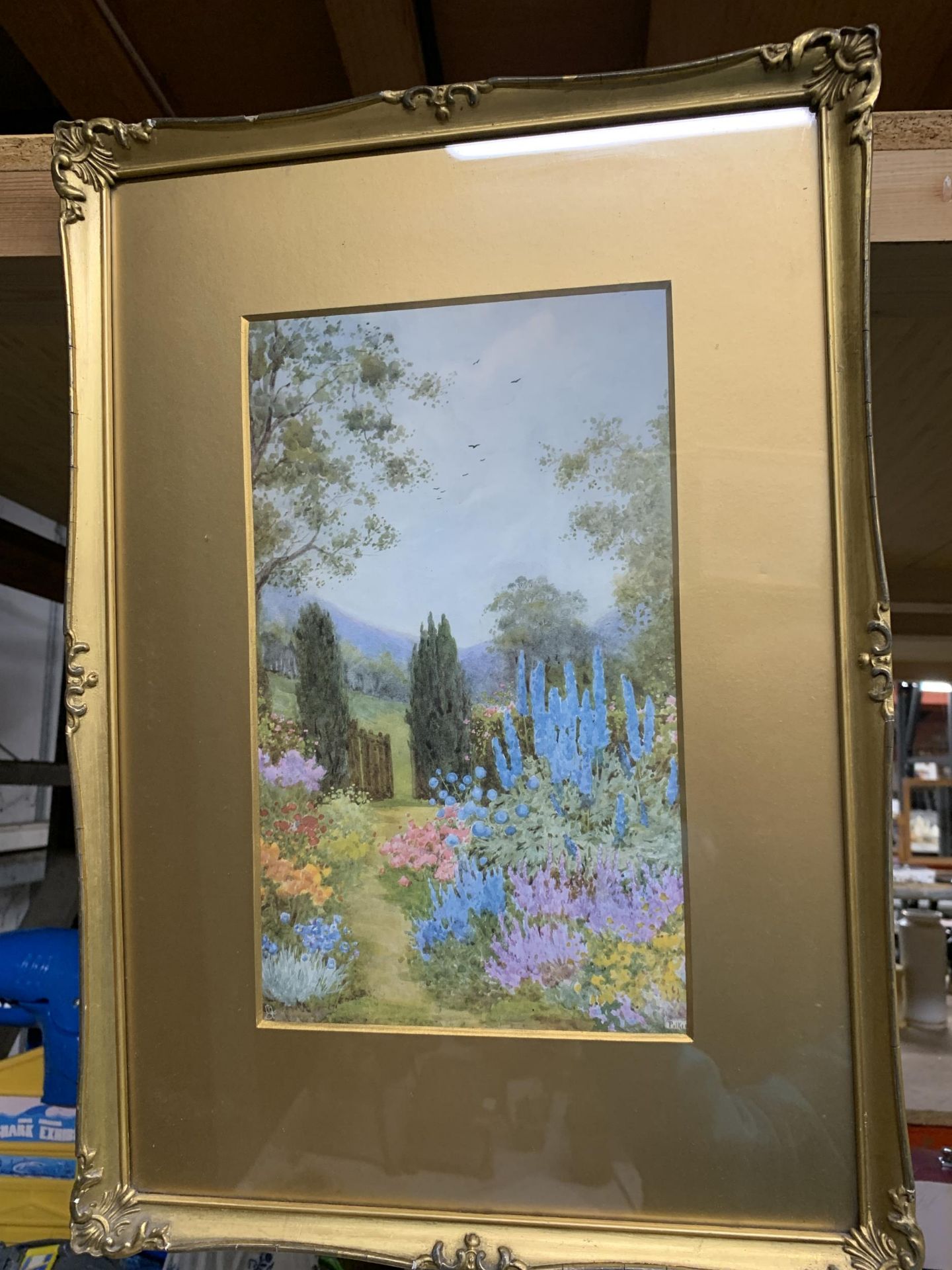 TWO GARDEN SCENE PRINTS BY THE ARTIST "PILKINGTON" IN GOLD ORNATE FRAMES - Image 3 of 3