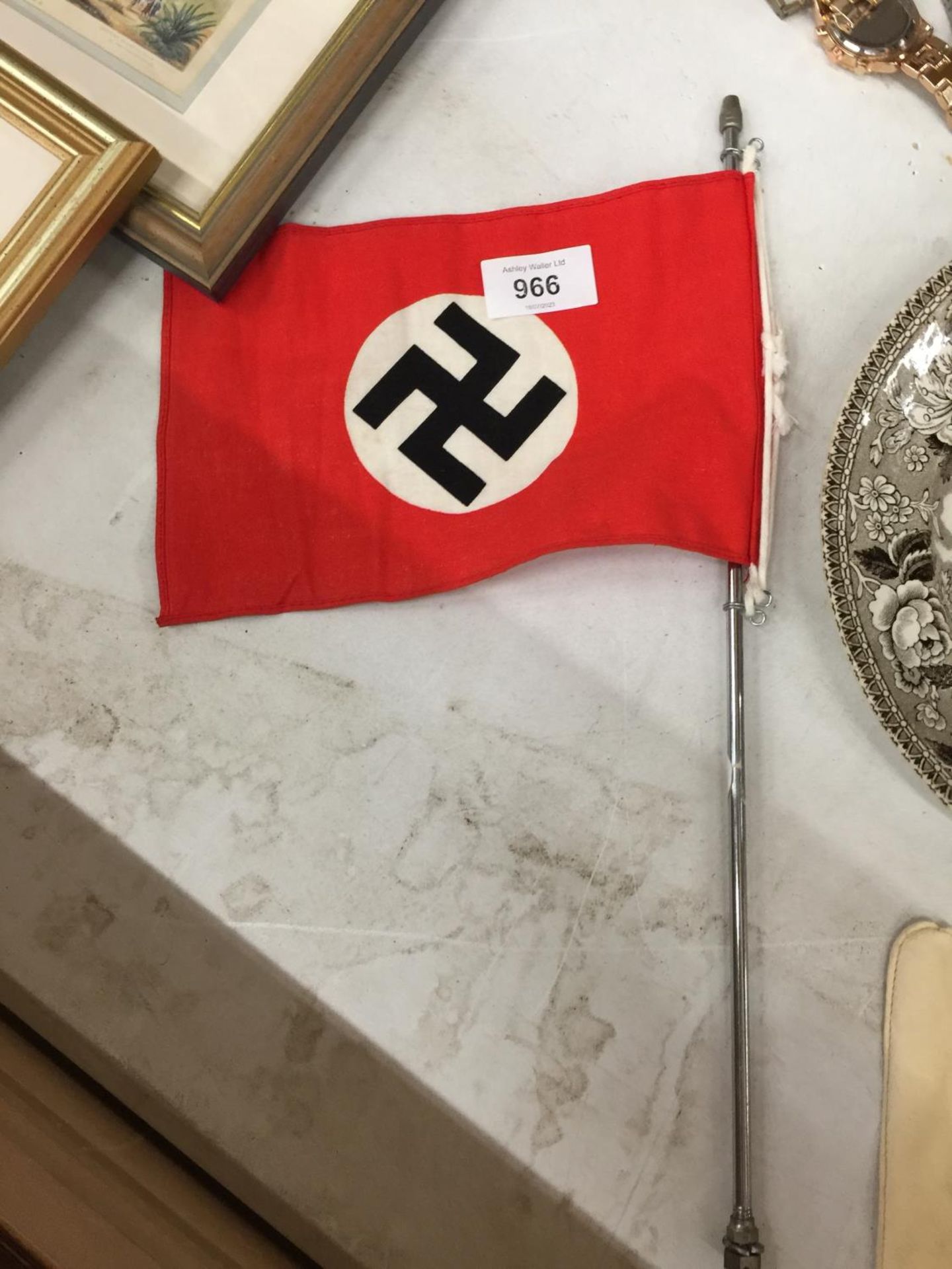 A SMALL GERMAN WORLD WAR II CAR FLAG