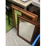 TWO WOODEN FRAMED MIRRORS