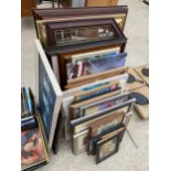 A LARGE ASSORTMENT OF FRAMED PRINTS AND PICTURES